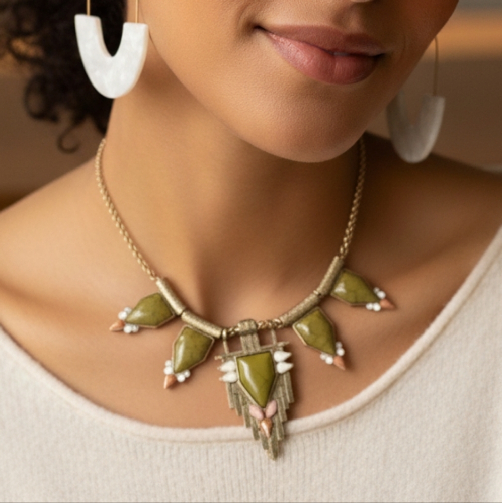 Southwestern Gold and Green Necklace